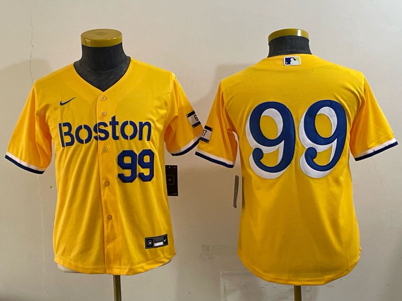 Youth 2025 Boston Red Sox #99 No Name Yellow Nike MLB Jersey 04->youth mlb jersey->Youth Jersey